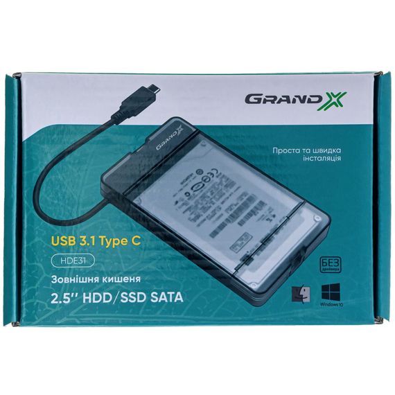Кишеня зовнішня Grand-X HDD 2,5" USB 3.1 Type-C (HDE31) | Зображення 4
