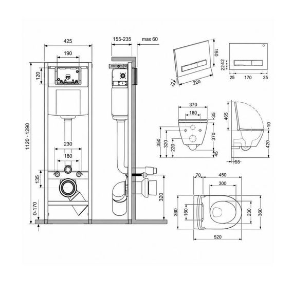 Готовое решение Qtap для ванной комнаты: подвесной унитаз Robin Ultra Quiet 520x365x365 + комплект инсталляции Nest 4 в 1 | Зображення 1