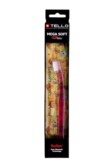 Дитяча зубна щітка Tello Kids 10400 Mega Soft Black (від 0 до 5 років), рожева