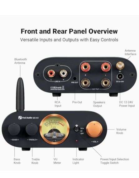 Інтегрований підсилювач Fosi Audio MC101 Black + 24V блок живлення | Зображення 1