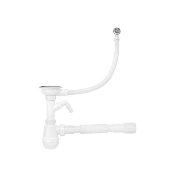Сифон для кухонної мийки Kroner KRP - KS02R-1 3 1/2"х40/50 мм з відводом для пральної машини, з круглим перели