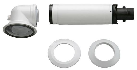 Коаксіальний горизонтальний комплект Bosch AZB 916: відведення 90° + подовжувач 990 - 1200 мм, діаметр 60/100 мм (7736995011)