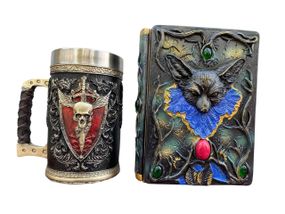 Подарунковий набір Кухоль 3D Крилатий Череп і Блокнот 3D «Лісовий Гримуар Лиси»