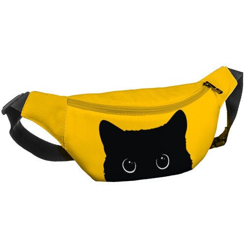 Сумка на пояс бананка Bumbag Черный котик 27x16 см (BB_22S014_ZHL)