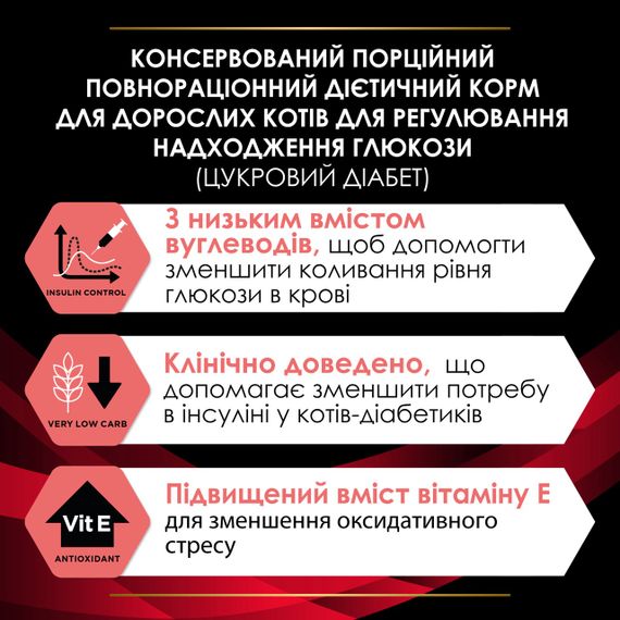 Влажный корм для кошек с диабетом с говядиной Purina Veterinary Diets DM Diabetes 85 гр х 10 шт | Зображення 6