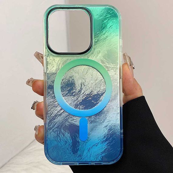 Чехол TPU Shiny Mountain (MagFit) для Apple iPhone 13 Pro Max (6.7") Green / Blue | Зображення 1