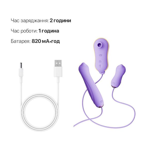 Набір 3в1 Zalo — UNICORN Set Violet, віброяйце, пульсатор, вакуумний стимулятор | Зображення 5