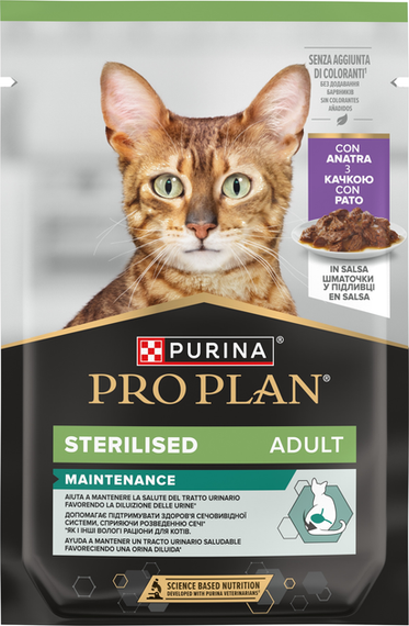 Вологий корм Purina PRO PLAN Sterilised Adult Adult Maintanance для дорослих стерилізованих котів, качка 86г | Зображення 1