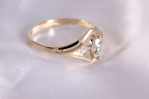 Кольцо из желтого золота с топазом 16.5 | Зображення 1