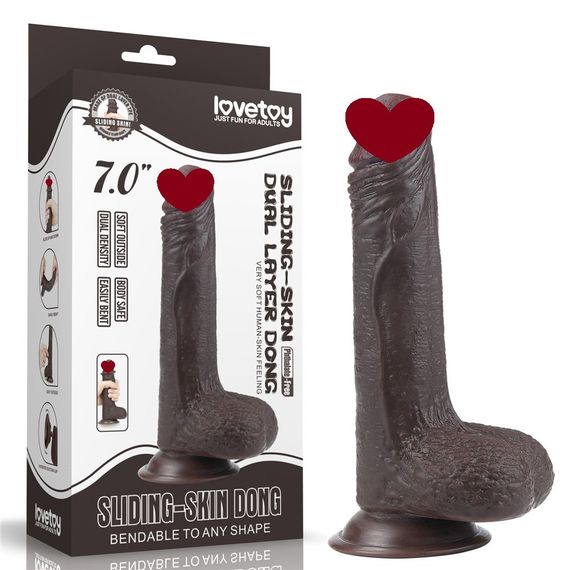Фаллоимитатор - Sliding-Skin Dual Layer Dong 7" Black sexstyle