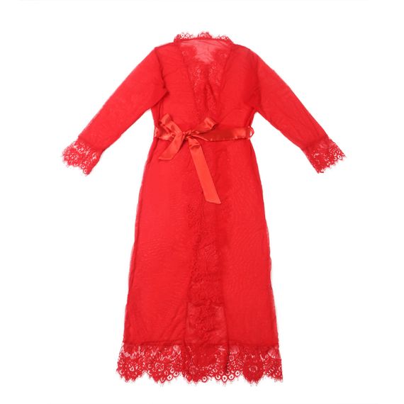 Халатик Star Night з поясом та мереживом, червоний, XS-S  sexstyle | Зображення 3