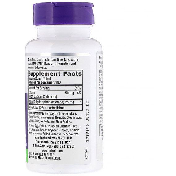 ДГЭА Natrol DHEA 25 mg 180 Tabs NTL-16115 | Зображення 1