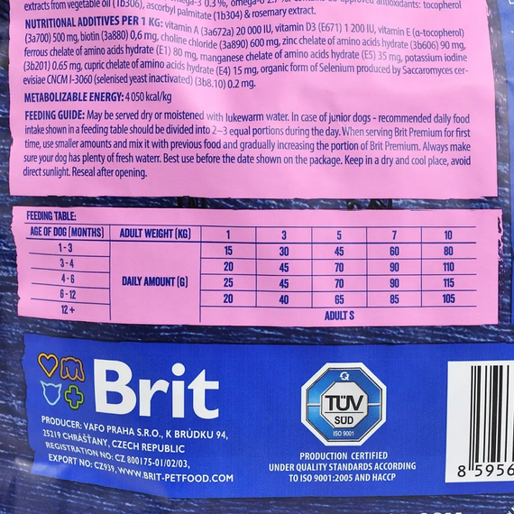 Сухой корм Brit Premium Dog Junior S для щенков мелких пород от 1 до 12 месяцев, с курицей 3 кг | Зображення 3