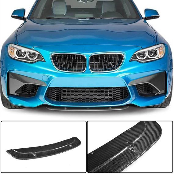 Накладка на передній бампер Lip V7 (для F87 M2/M2C, Карбон) для BMW 2 серія F22/23 2014-2021 рр | Зображення 1