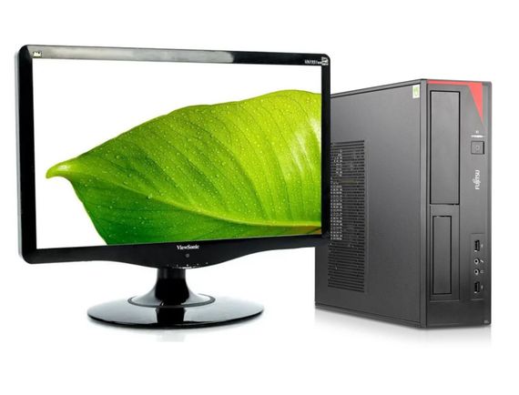 Комплект ПК: Fujitsu Esprimo E420 E85+ SFF / Intel Core i3-4160 (2 (4) ядра по 3.6 GHz) / 8 GB DDR3 / 500 GB HDD / Intel HD Graphics 4400 + Монітор ViewSonic VA1931wa / 19" (1366x768) TN / 1x VGA / VESA 100x100 б/в