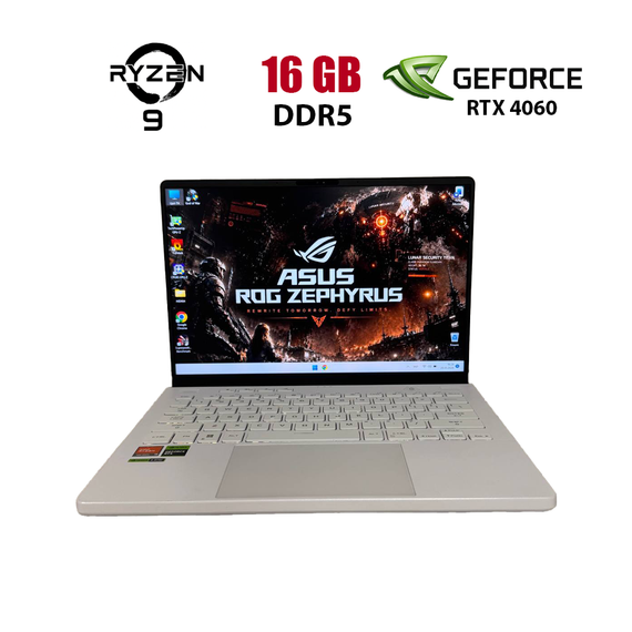 Игровой ультрабук Б-класс Asus ROG Zephyrus G14 GA402XV / 14" (2560x1600) IPS / AMD Ryzen 9 7940HS (8 (16) ядер по 4.0 - 5.2 GHz) / 16 GB DDR5 / 512 GB SSD NVMe / nVidia GeForce RTX 4060, 8 GB GDDR6, 128-bit / WebCam б/у