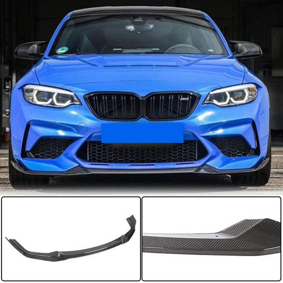 Накладка на передній бампер Lip V3 (для F87 M2 Competition, Карбон) для BMW 2 серія F22/23 2014-2021 рр | Зображення 1