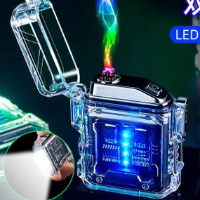 Дуговая электроимпульсная зажигалка с фонариком водонепроницаемая HL-517, с зарядкой ветрозащитная