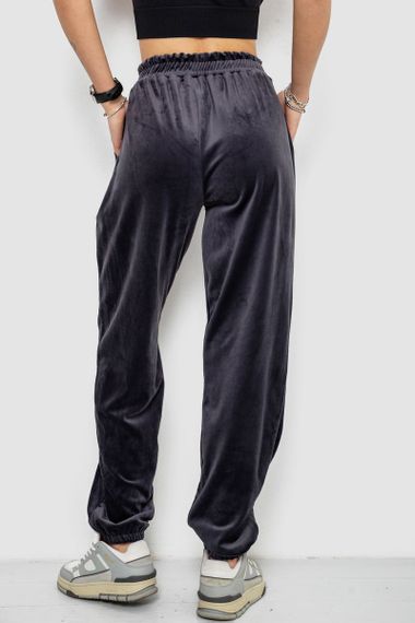 Спортивні штани жіночі велюрові, колір темно-сірий, 238R58647-2 | Зображення 3