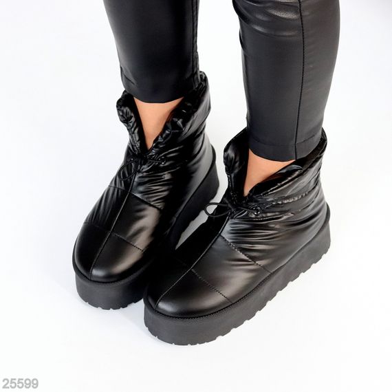 Молодежные зимние черные дутики с фиксатором на платформе | Зображення 6