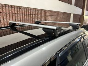 Багажник (поперечины) на интегрированные рейлинги Wizard V2 (2 шт) 125 см, Серый для Mitsubishi Pajero Sport 2015- гг