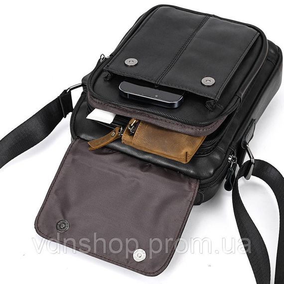 Сумка-барсетка чоловіча через плече 19х24х8, шкіряна сумочка планшет Tiding Bag TD-69291 чорна | Зображення 4