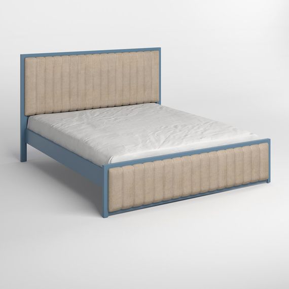 Двоспальне дерев&#039;яне ліжко Mebigrand Відень Сіро-синій (S7010R90B)/Аляска 23 (Бежевий) 160х200 см (MBG-11059) | Зображення 1