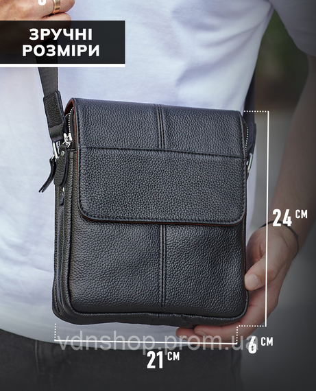 Кожаная мужская сумка 21х24х6, барсетка через плечо мягкая, мессенджер для гаджетов BEXHILL TD-21334A | Зображення 2