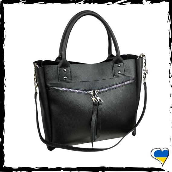 Женская сумка с экокожи. Качественная, вместительная. Сумка черная, бежевая | Зображення 1