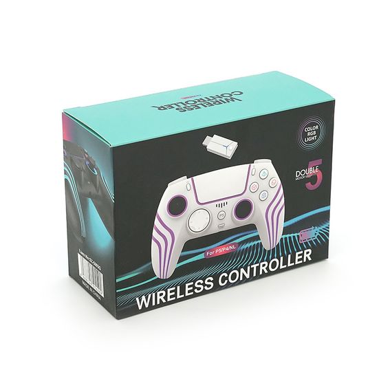 Геймпад Brazzers BR-P5/P4/NL беспроводной для PS5 RGB Wireless DOUBLE Motor Vibration, White, 3.7V, 1000mAh, Box | Зображення 1