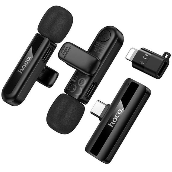 Петличний бездротовий мікрофон Hoco L20A Mini Voice (Lightning/Type-C) 60 mAh Black | Зображення 2
