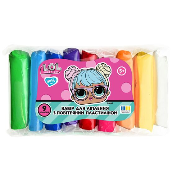 Набор для лепки с воздушным пластилином L.O.L. Surprise! LOL70195, 9 цветов классик