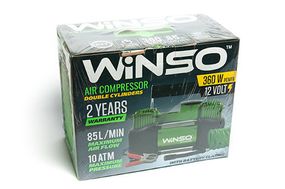 Компресор автомобільний Winso 10 Атм, 85 л/хв, 2 цил-ра 360Вт, кабель 3м, шланг 5,7м, клапан спуску 125000