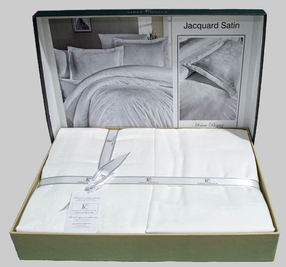 Постельное белье First Choice Jacquard Satin 200х220 Herra White | Зображення 1