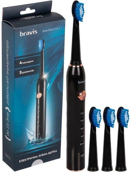 Електрична зубна щітка Bravis Base Black 5 в 1