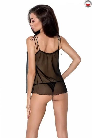 Пеньюар прозорий MELANIA CHEMISE black S/M - Passion | Зображення 1