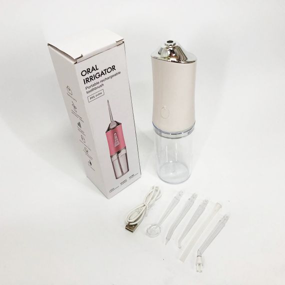 Іригатор для чищення зубів та порожнини рота Oral Irrigator з акумулятором та змінними насадками. Колір: білий | Зображення 9