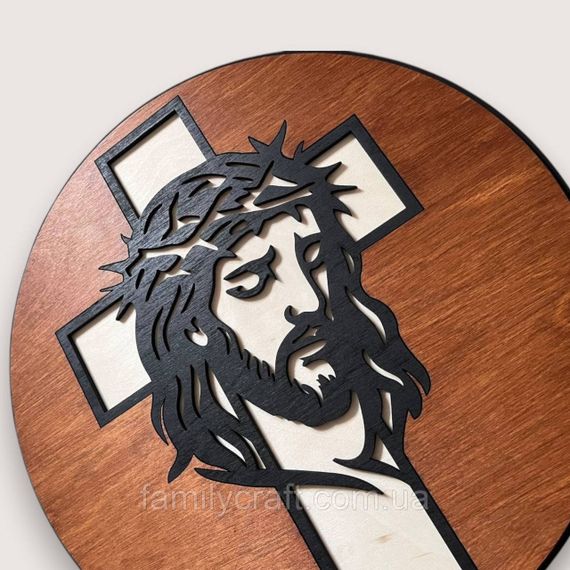 Настінне панно Ісус з фанери 35 см – християнський декор на стіну, лазерна різка, релігійна картина | Зображення 3