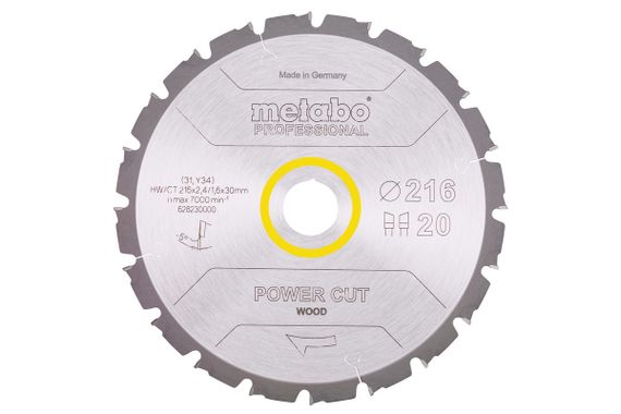 Диск пильний Metabo "power cut wood - professional" 216x30 Z20 WZ 5° neg. (628230000)