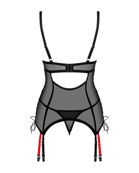 Корсет напівпрозорий XS/S Glandez Obsessive, зі стрінгами, чорний Sex Aura | Зображення 3