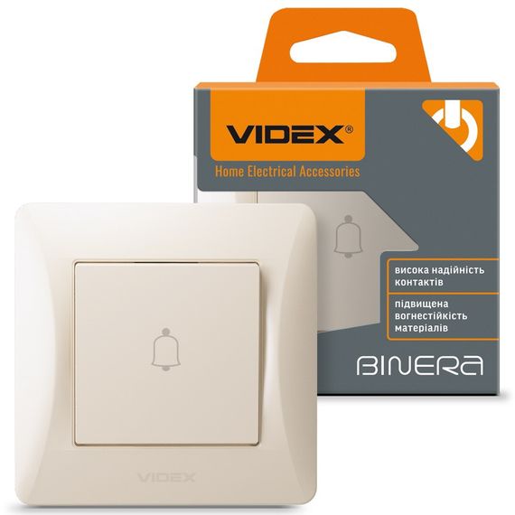 Кнопка дзвінка VIDEX BINERA VF-BNDB1-CR кремова | Зображення 1