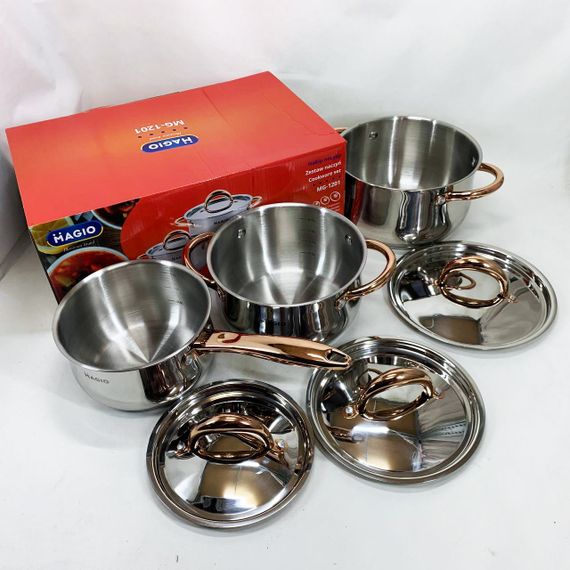 Якісний набір каструль, Набір посуду для будь-яких плит каструль з комплектом кришок NG-49 | Зображення 5