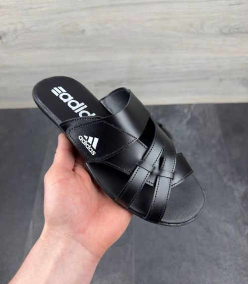 Шкіряні шльопанці Adidas колір чорний | Зображення 5
