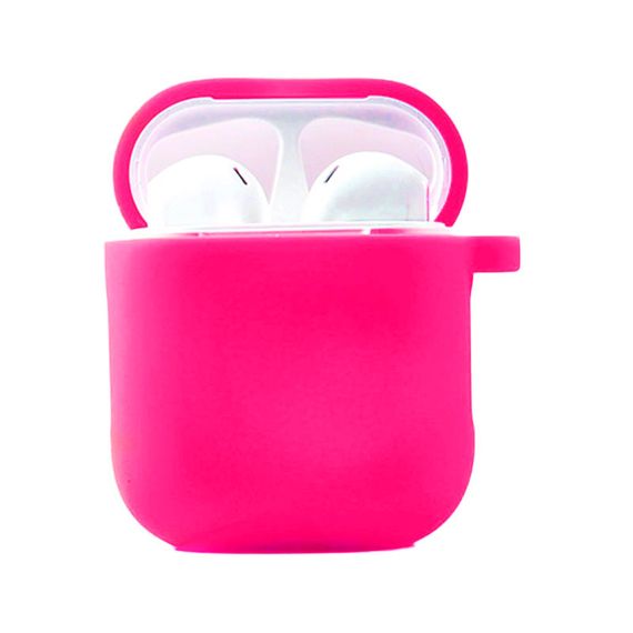 Силіконовий футляр із мікрофіброю для навушників Airpods 1/2 Рожевий/Barbie pink