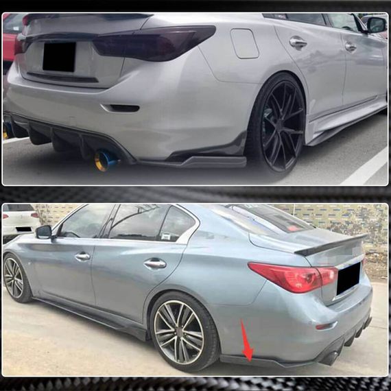 Накладки на задній бампер (для Q50 Base/Sport 2014-2017, Карбон) для Infiniti Q50/Q60 рр | Зображення 3