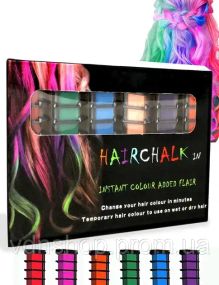 Набір крейди для волосся 6  шт Hair chalk Різнокольорові барвники гребінець для дітей та дорослих