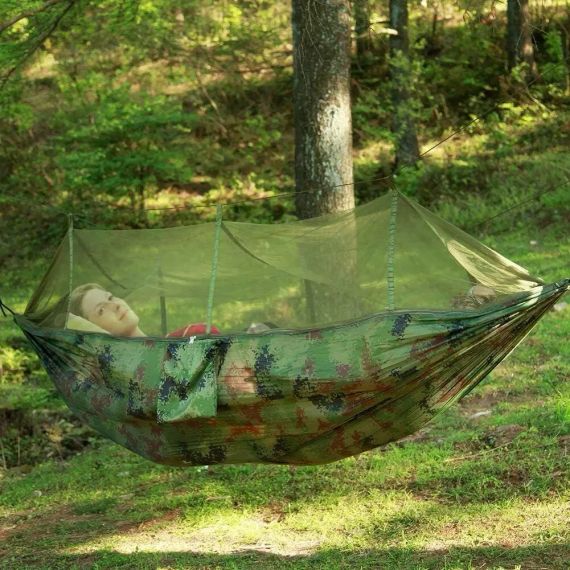 Гамак туристический 260х140 см с москитной сеткой и карманом GMSK-01 260х140см Пиксель | Зображення 2