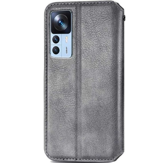 Кожаный чехол книжка GETMAN Cubic (PU) для Xiaomi 12T / 12T Pro Штучна шкіра, Слот для візитки, Сірий | Зображення 1
