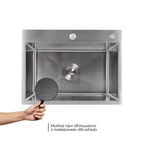 Мойка для кухни интегрированная Lidz Handmade H5843 Brushed Steel 3,0/1,0 мм LDH5843BRU49442 | Зображення 2