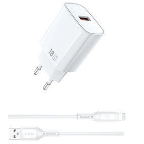 МЗП WIWU G006 Essen QC3.0 18W GaN (1USB-A) + кабель USB to Lightning White